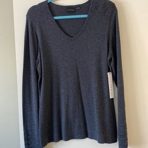 Dark charcoal gray knit sweater. Size L NWT